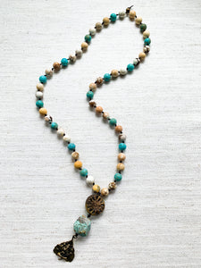 Brass Sun & Mixed Turquoise Necklace