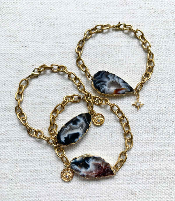 Gold Agate Chain Link